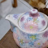 Seto Ware Flower Teapot and Tea cup with Saucer