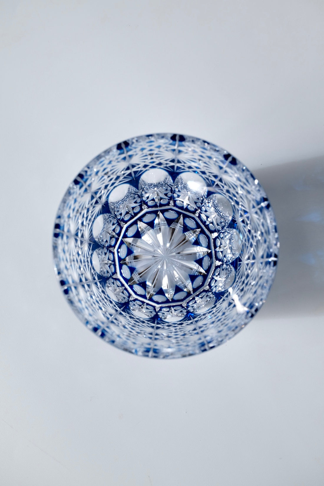Edo Kiriko Whisky Glass Rock Glass "Large Chrysanthemum" Blue by Junichi Nabetani, Master of traditional crafts
