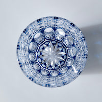 Edo Kiriko Whisky Glass Rock Glass "Large Chrysanthemum" Blue by Junichi Nabetani, Master of traditional crafts