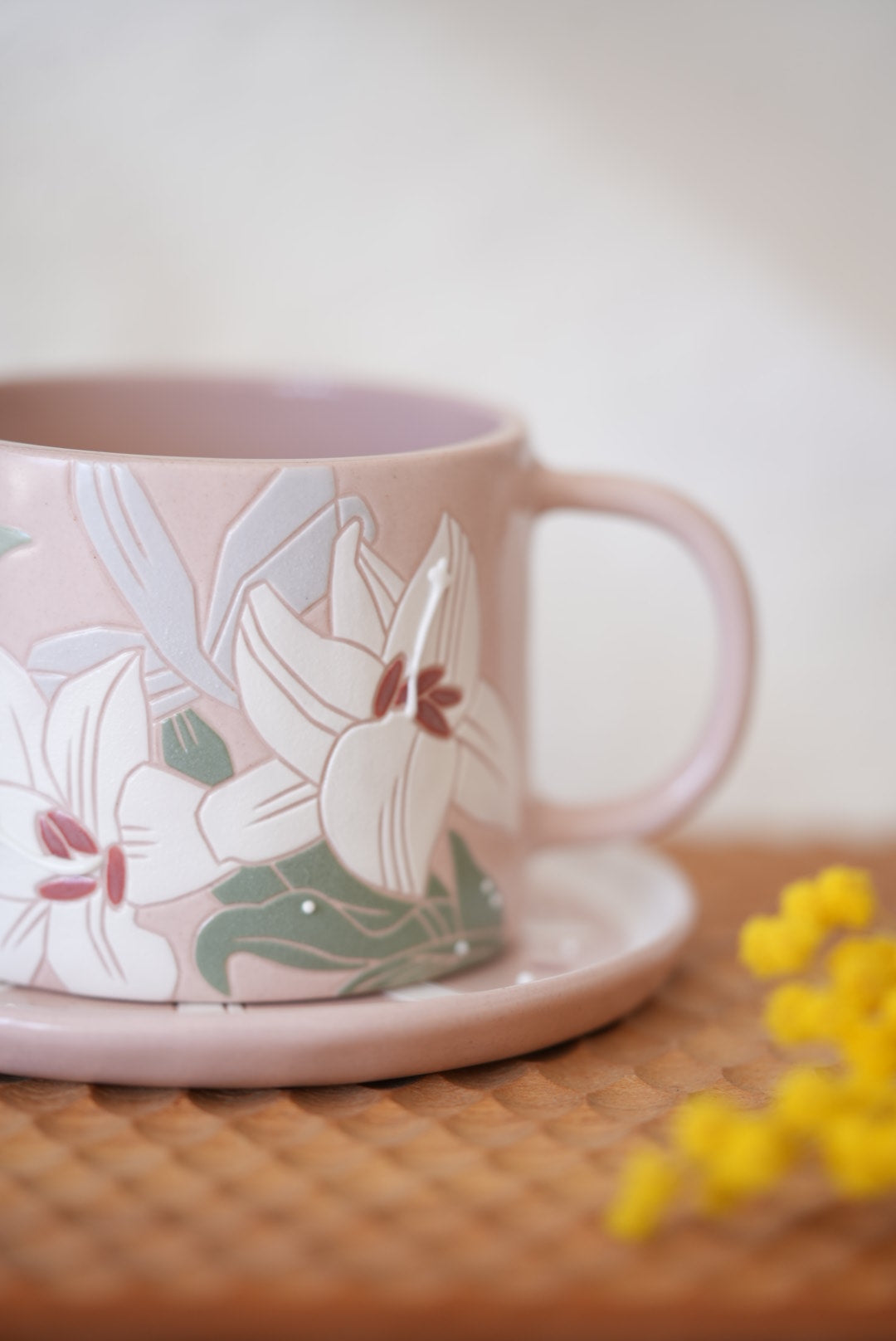 BAIYA Studio Pink Lily Coffee Mug w Saucer