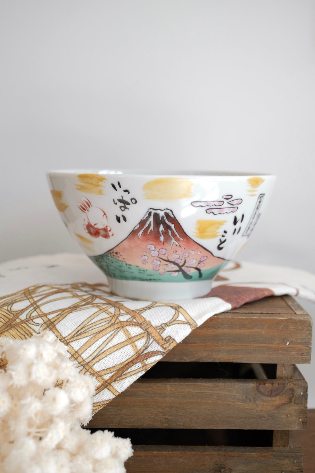 夕立窯 Fully Handmade Ramen Bowl - Mt. Fuji & Great Wave off Kanagawa