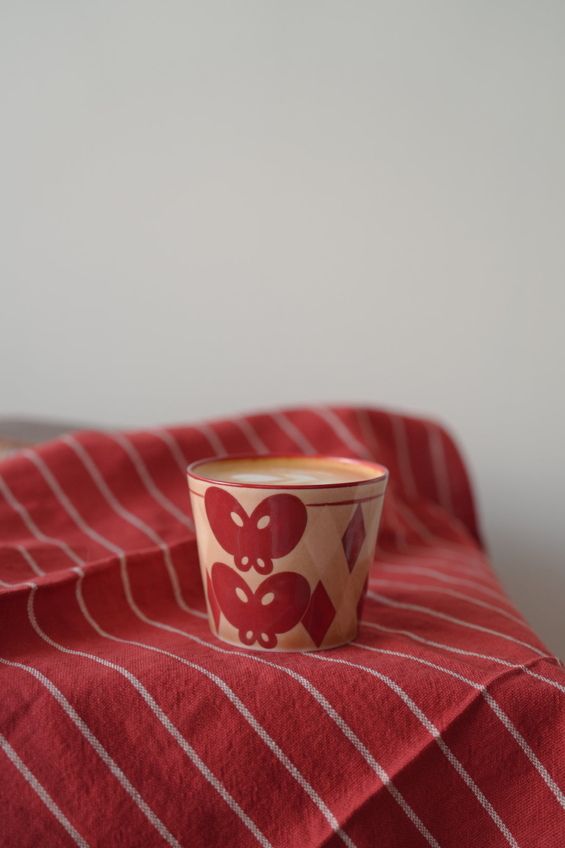 SiShuang Red Checked  with Butterfly Coffee Cup