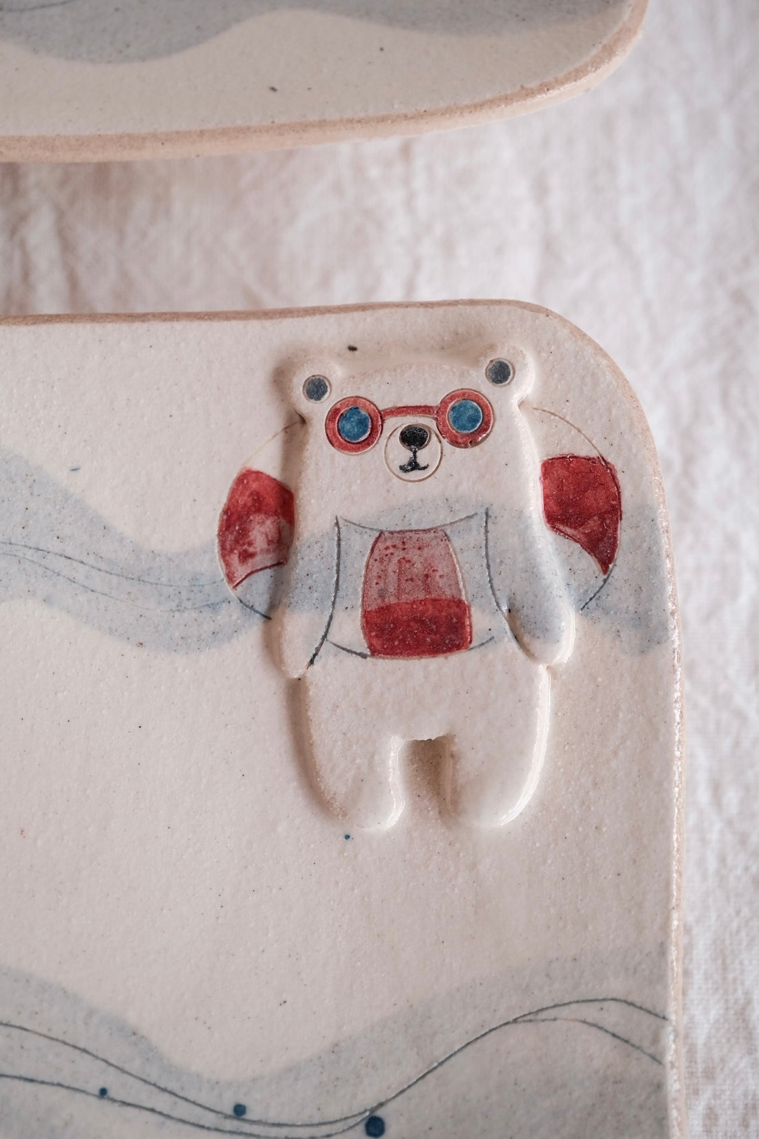 Tsubouchi Mayumi 坪内真弓 Bear Square Plate MT12 - Swimming Bear