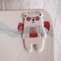 Tsubouchi Mayumi 坪内真弓 Bear Square Plate MT12 - Swimming Bear