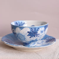 Seto Ware Flower Coffee Cup With Saucer