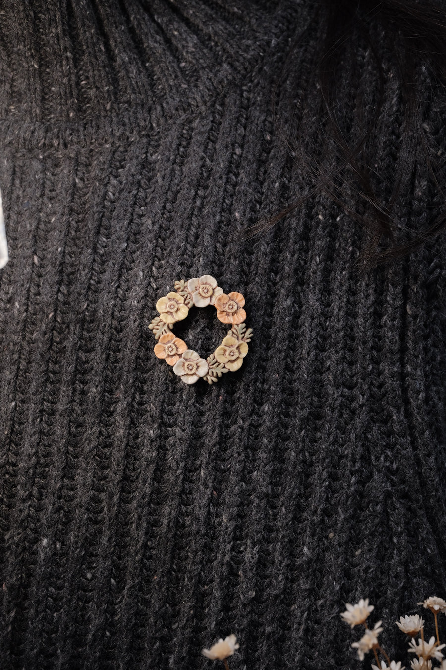 Michi Ito 伊藤三智- Brooch - Poppy Wreath M24