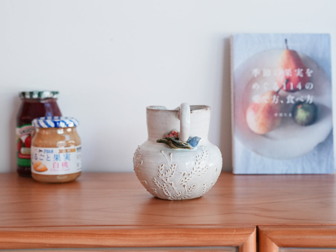 Satomi Motohashi 本橋里美 Bird and Flower Jug - Medium SM20