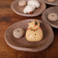 Japanese Clay Animals Incense Holder - Cat Collection