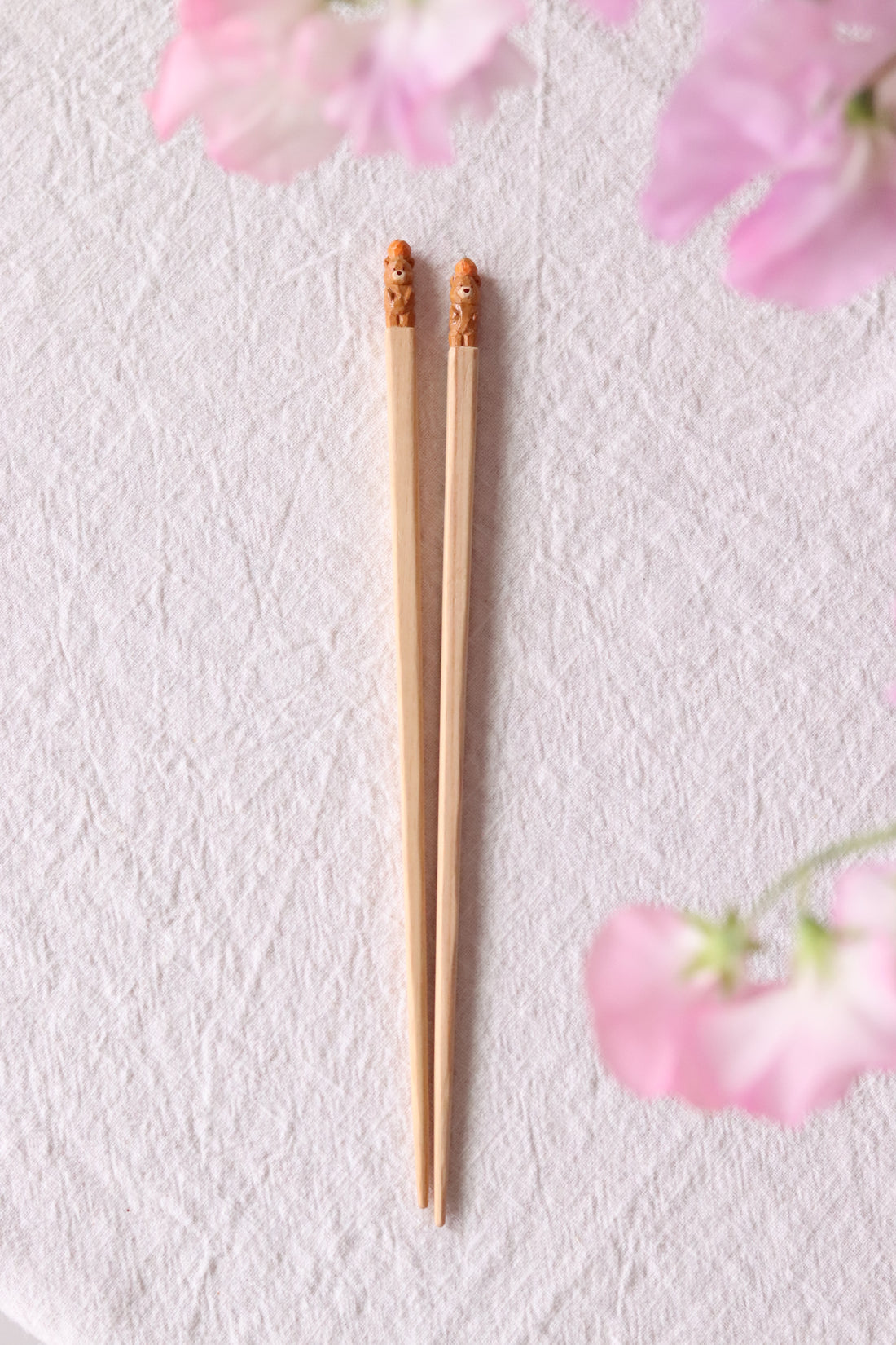 Ayataro Chopsticks - Brown Bear with Orange - aya05