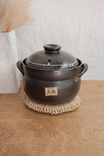 Donabe Banko Ware Double Lids Black Clay Pot 2.2L