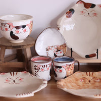 Hasami ware Lucky Cat Large Bowl Ramen Bowl