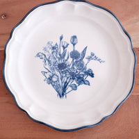 Mashiko Pottery Yoshizawa Blue Flower Plate