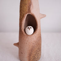 Shigaraki Ware Miniature Owl Vase