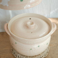 Donabe Banko Ware Double Lids Pink Bunny Clay Pot 2.2L