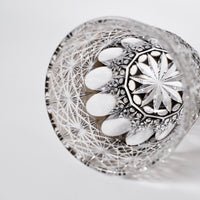 Edo Kiriko Whisky Glass Rock Glass "Large Chrysanthemum" Black by Junichi Nabetani, Master of traditional crafts