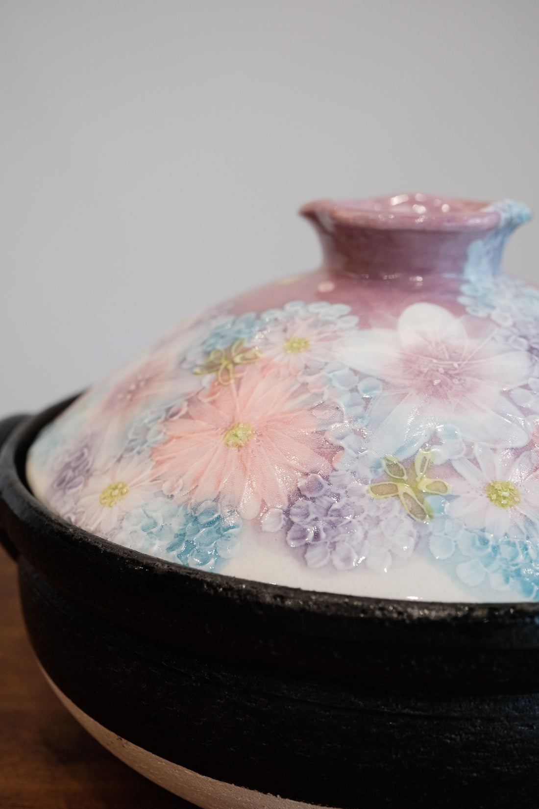 Setoware Flower Donabe Claypot - Purple