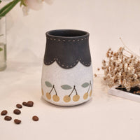 Kei Mitsumochi ミツ持啓 Yellow Cherry with Black Rim Vase KM80