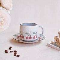 Kei Mitsumochi ミツ持啓 Cherry Mug with Saucer - Red  KM13