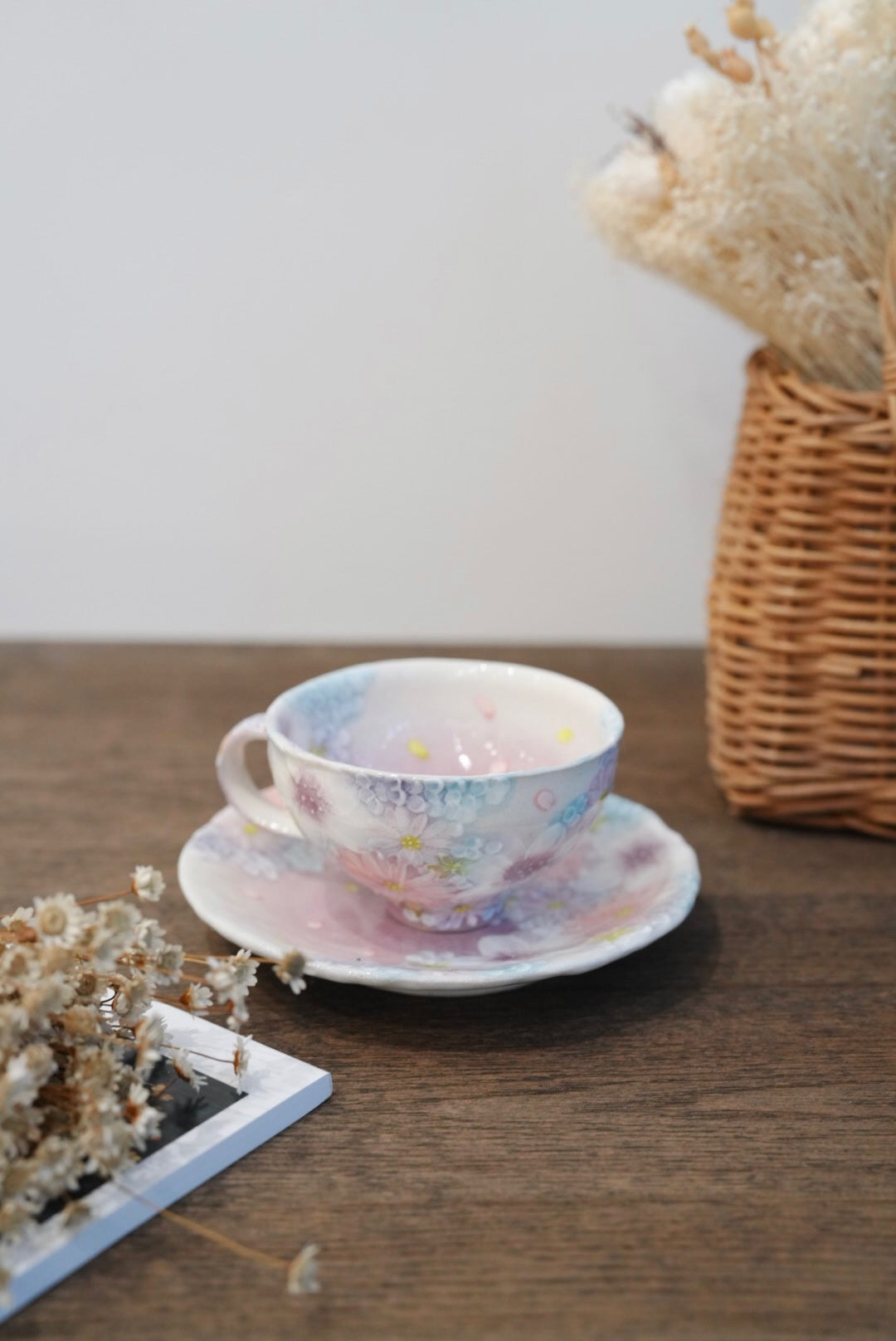 Seto Ware Flower Coffee Cup With Saucer