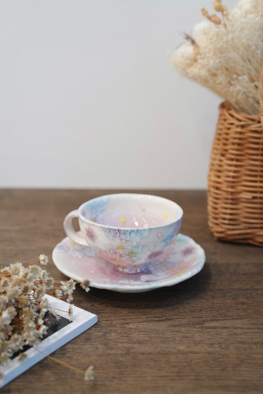 Seto Ware Flower Coffee Cup With Saucer