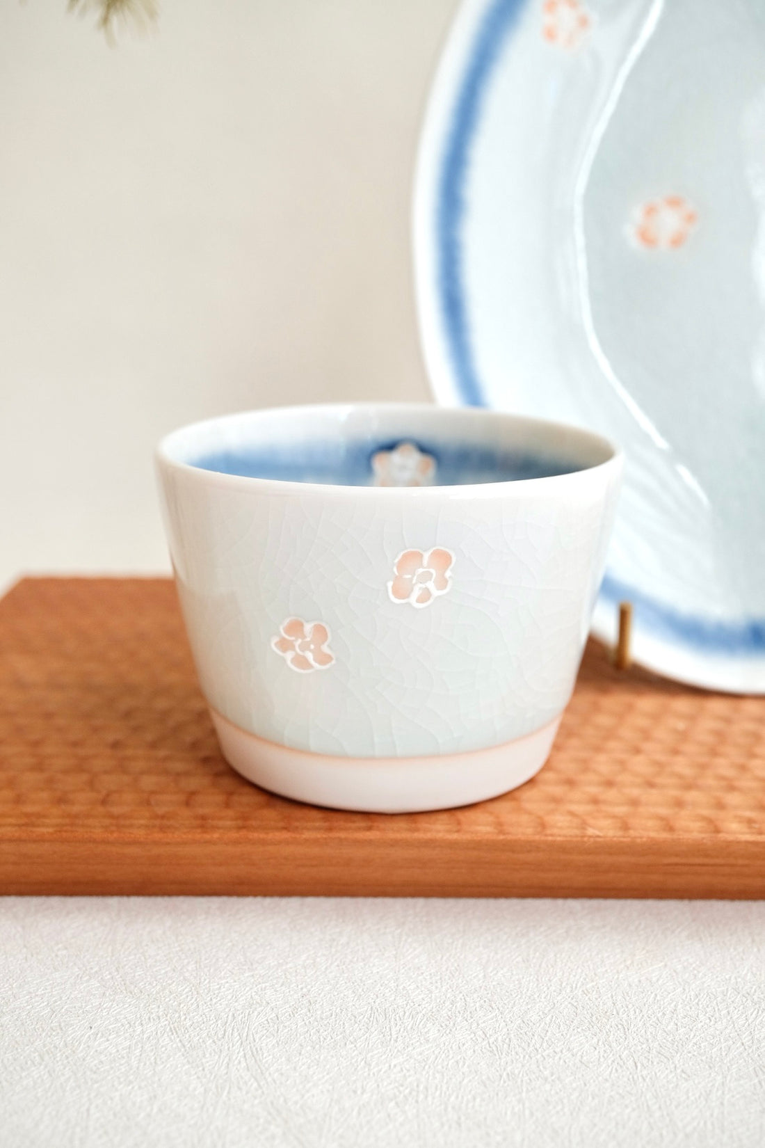 Mino Ware Sakura Free Cup and Plate