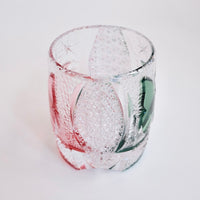 Edo Kiriko Whisky Glass Rock Glass "Butterfly" Green/Red by Junichi Nabetani, Master of traditional crafts