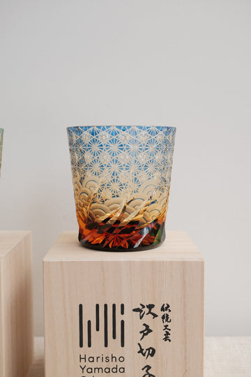 Harisho Yamada Glass - 漣-sazanami Whiskey Crystal Glass - Blue
