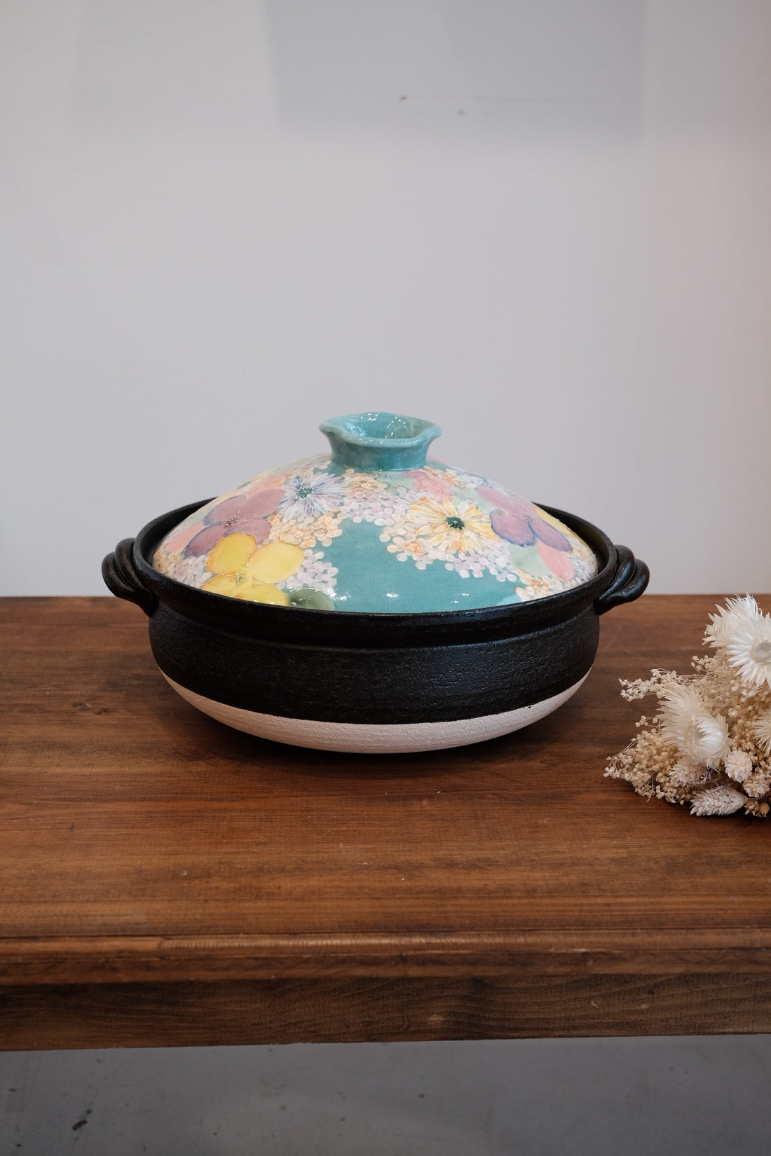 Setoware Flower Donabe Claypot - Sky