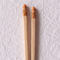 Ayataro Chopsticks - Brown Bear with Orange - aya05