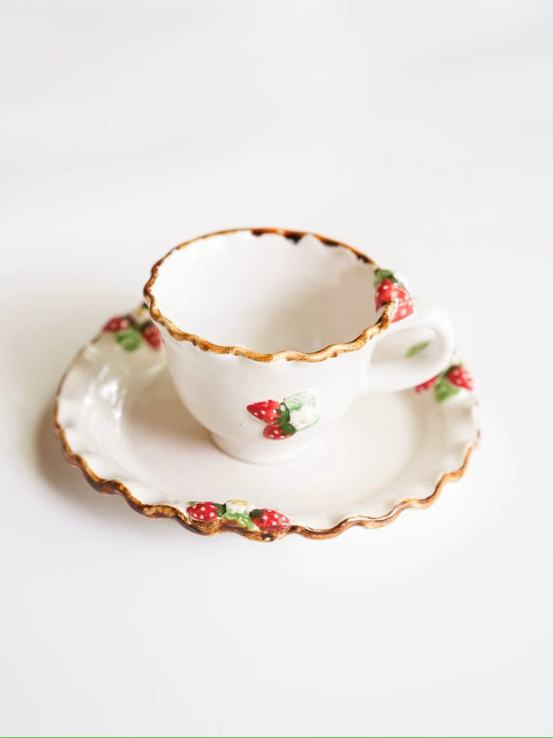 Aiko Miura 三浦愛子 Strawberry Mug with Saucer - White AM14
