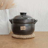 Donabe Banko Ware Double Lids Black Clay Pot 1.1L