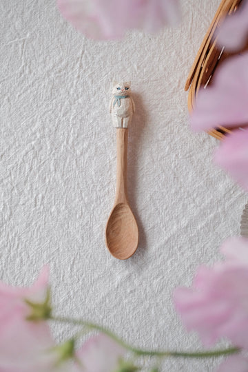 Ayataro Large Spoon - Cat with Blue Neckcloth - aya10