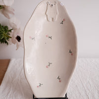 Tsubouchi Mayumi 坪内真弓 Oval Plate MT07 - White Bear