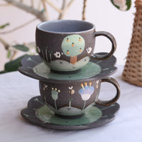Akemi Nakamura 中村明美 Flower Round Mug with Saucer AN05