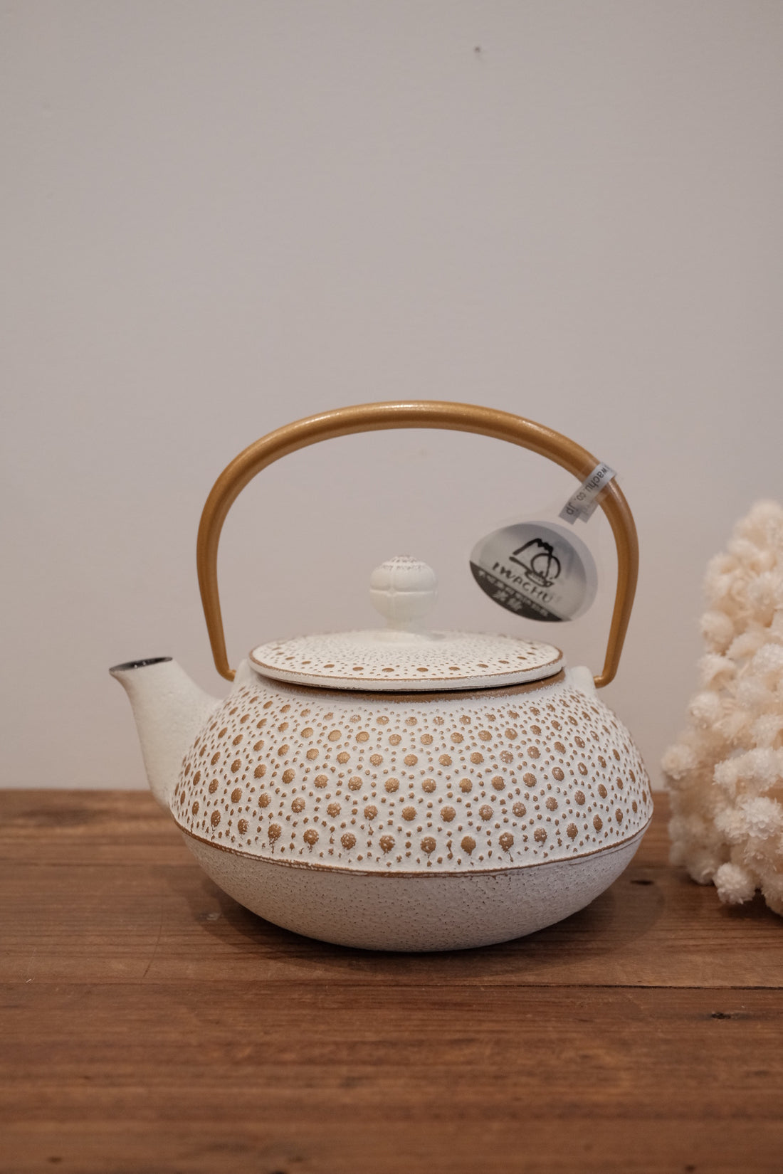IWACHU Iron Teapot - White Gold - Dots Pattern