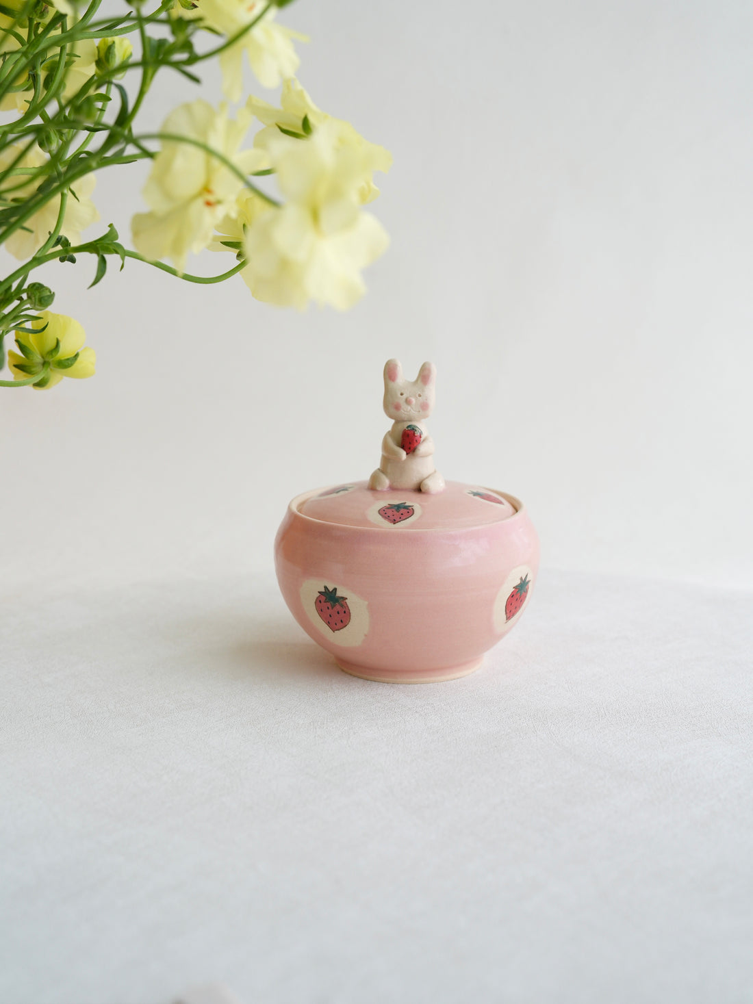 Fumiko Kondo 近藤布美子 - Pink Rabbit Container with Lid FK33