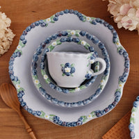 Aiko Miura 三浦愛子 Blue Berry Flower Edge Deep Plate AM01