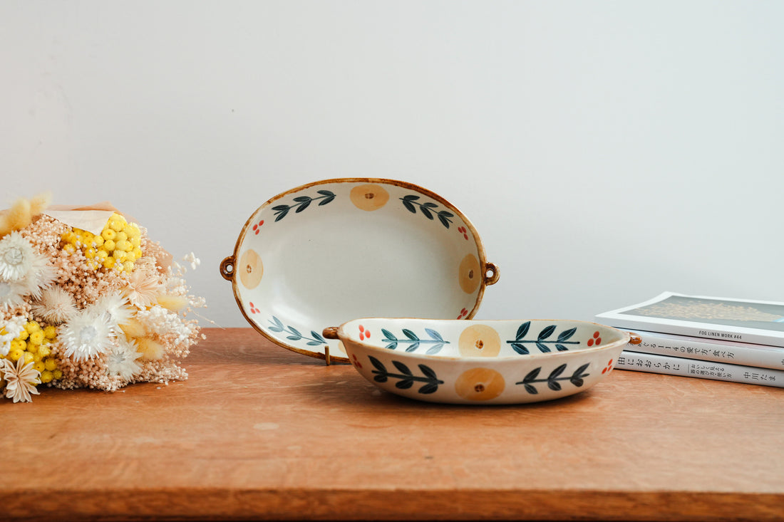 Kumiko Ishikawa 石川久美子 Oval Plate with Double-handle KI20