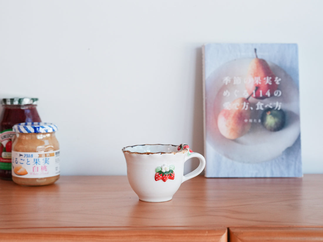 Aiko Miura 三浦愛子 Strawberry Mug with Saucer - White AM13