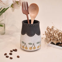 Kei Mitsumochi ミツ持啓 Yellow Cherry with Black Rim Vase KM80