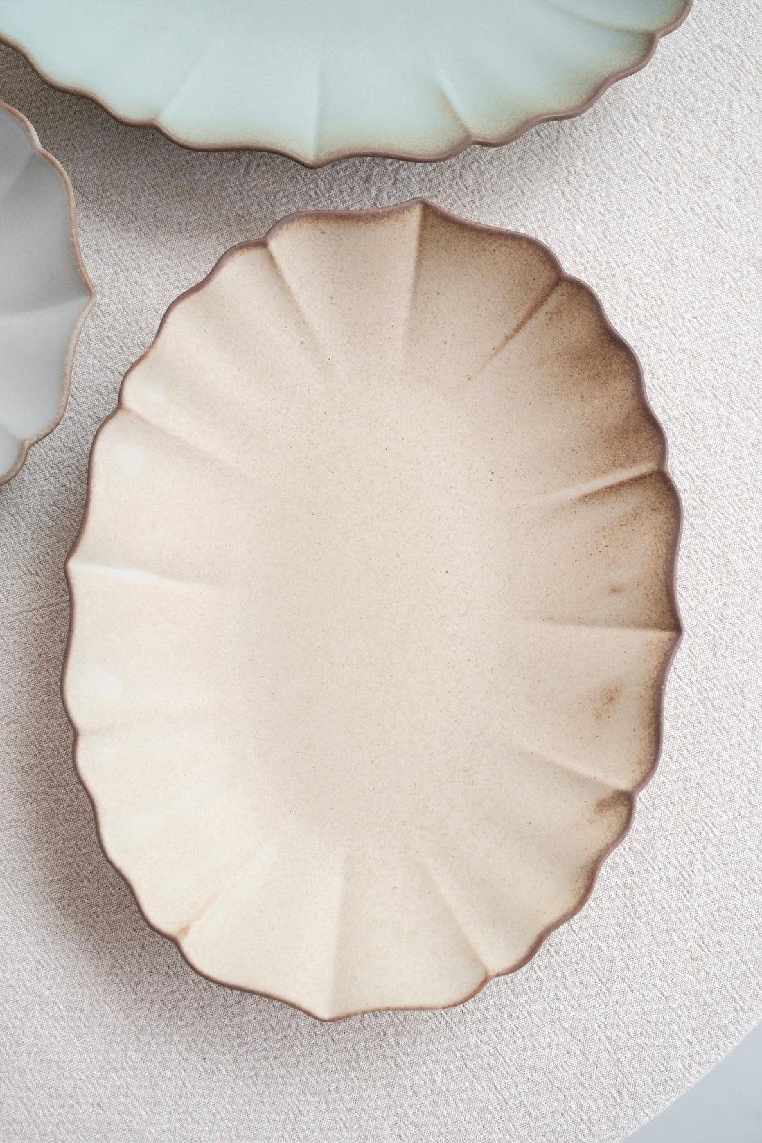 Mino Ware Lotus Oval Plate