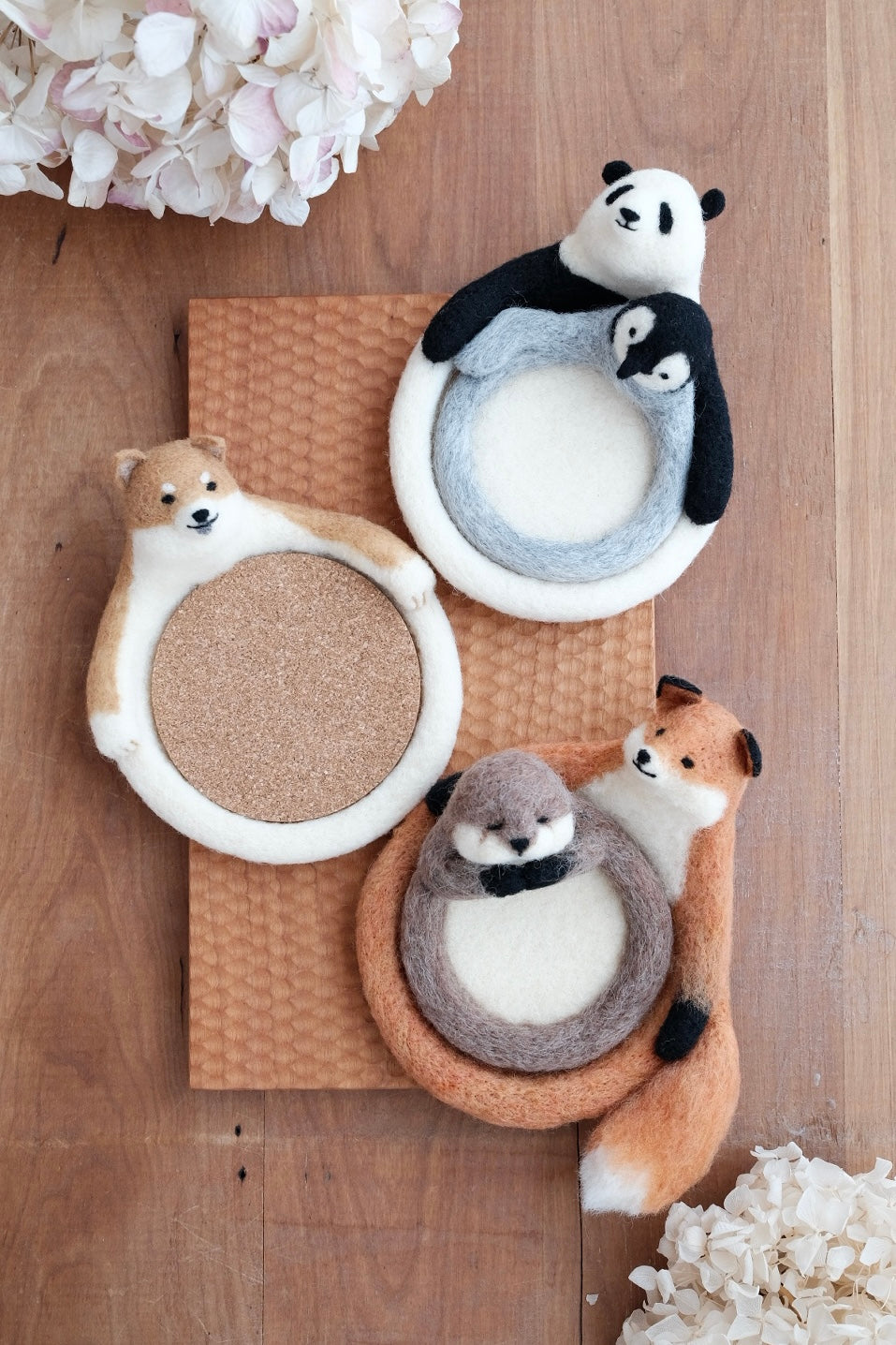 Aya and Yoshiko Wool Felt Animal Coaster - Panda YS05