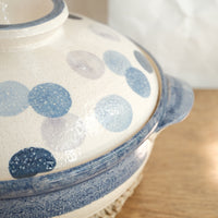 Donabe Banko Ware No.8 Blue Dot Clay Pot
