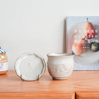 Satomi Motohashi 本橋里美 Bird Mug and Saucer - White SM16