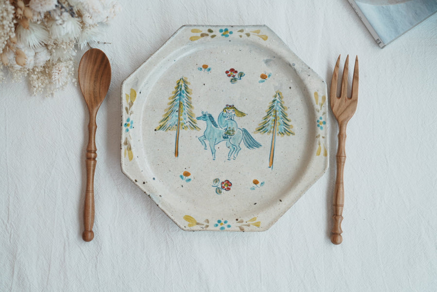 TATA Pottery Studio 田中大輝 & 田边桂- Slip Octagon Plate TP06 #1