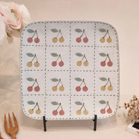 Kei Mitsumochi ミツ持啓 Square Plate - Checked Pattern Mix Cherry KM17