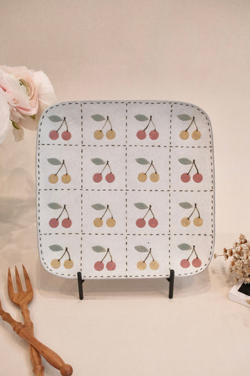 Kei Mitsumochi ミツ持啓 Square Plate - Checked Pattern Mix Cherry KM17