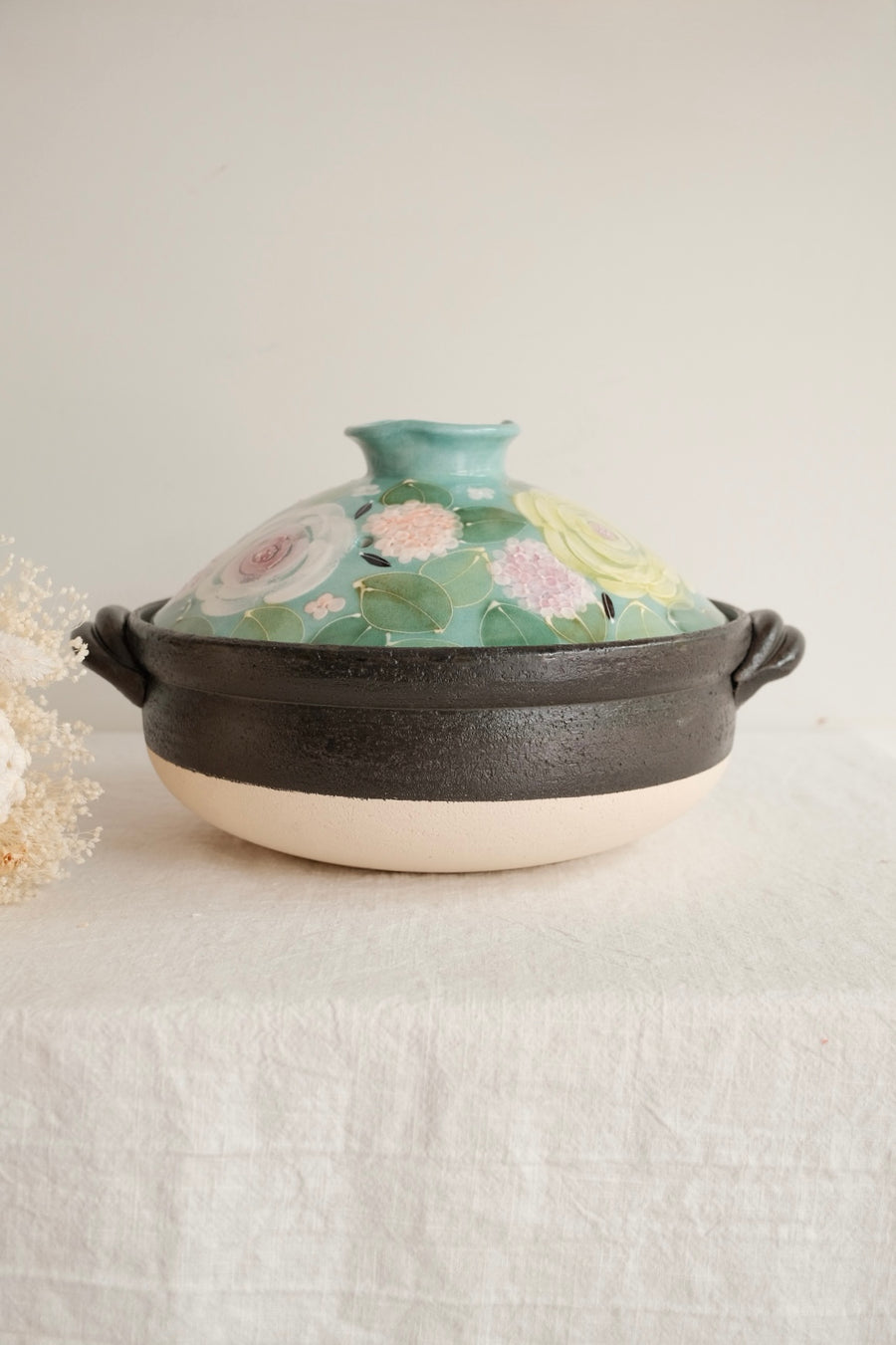 Setoware Flower Donabe Claypot - Size 8