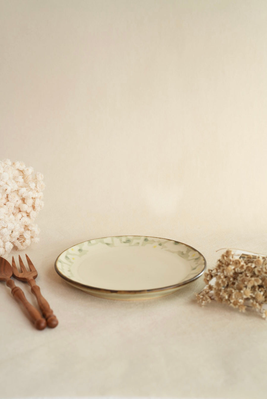 Makiko Sato 佐藤牧子- Green Mixed Pattern Round Plate MS04