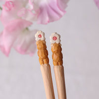 Ayataro Chopsticks - Bear with White Flower - aya05